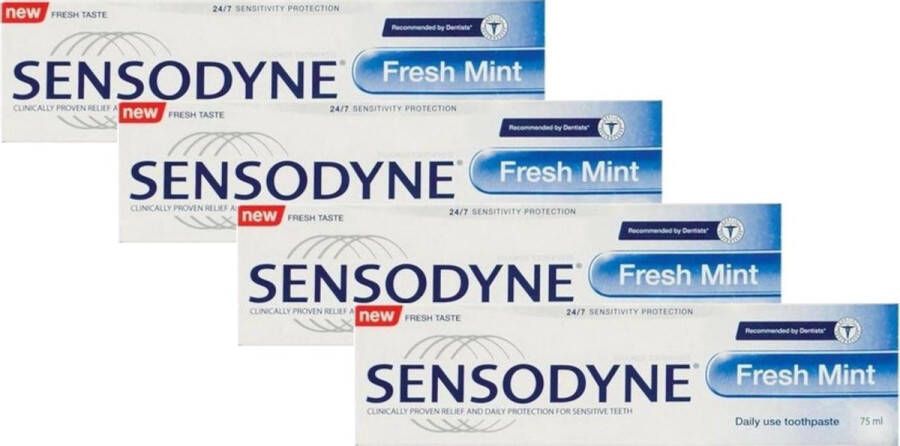 Sensodyne Tandpasta Fresh Mint Voordeelverpakking 4 x 75 ml