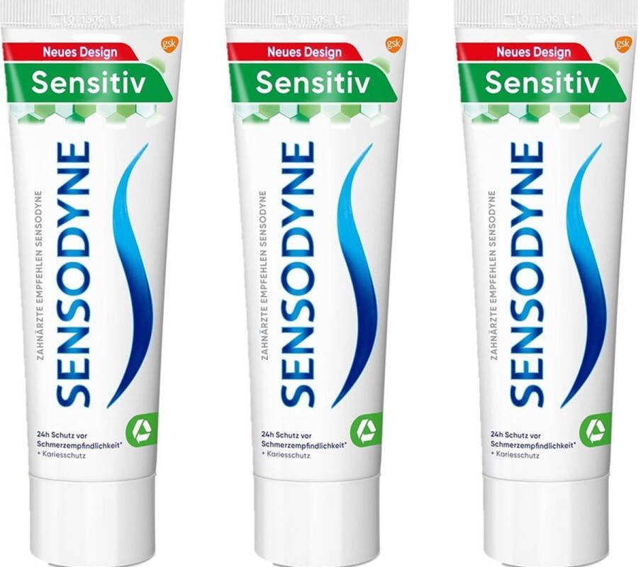 Sensodyne Fluoride Sensitive Tandpasta Dagelijkse Tandpasta voor Gevoelige Tanden 3 x 75 ml