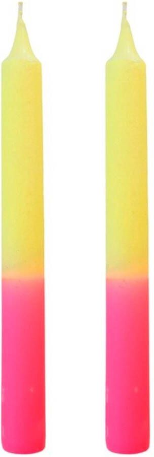 SENZA Dinerkaarsen duo geel roze 20 5 cm set van 2