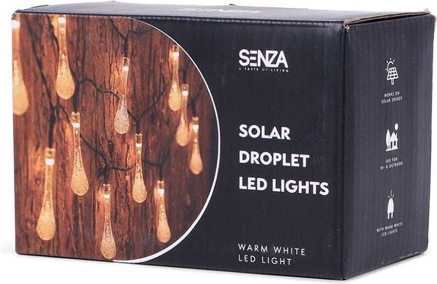SENZA Solar LED slinger Regendruppels Werkt op zonne-energie 20 Lampjes Warm Wit