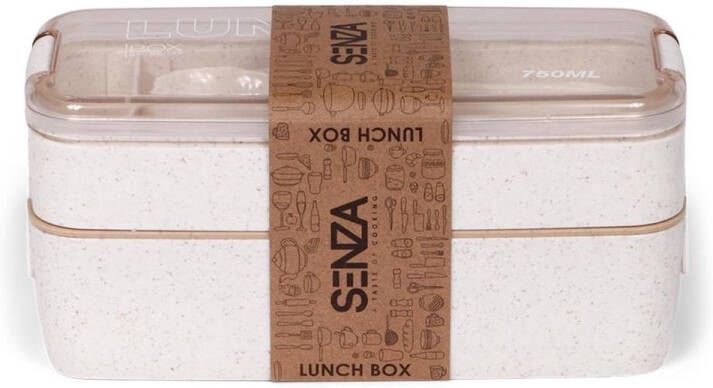 SENZA Tarwestro Lunchbox met 3 Lagen Wit Transparant Inclusief Bestek
