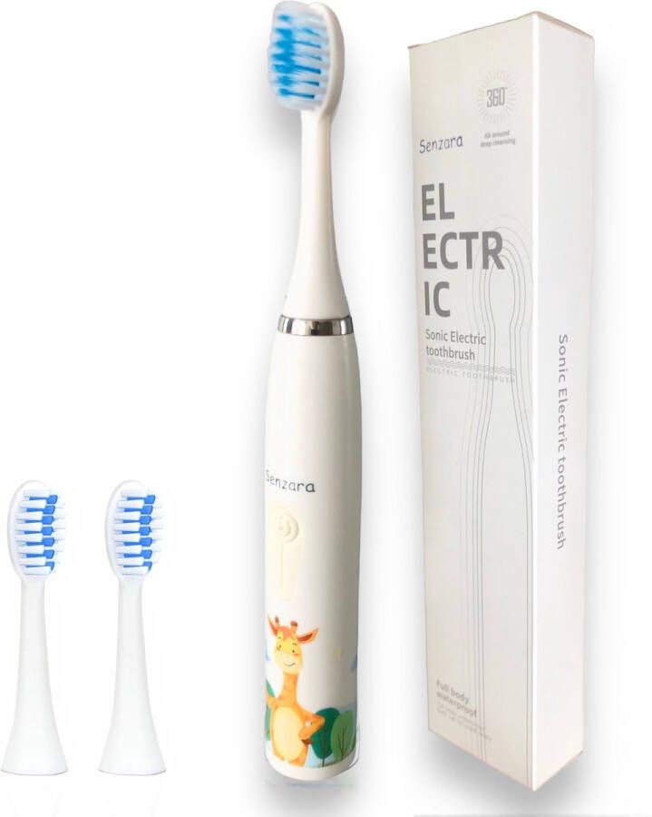 Senzara Sonische Elektrische Tandenborstel voor Kinderen vanaf 3 jaar Perfect voor het Melkgebit – 4 Slimme Poetsstanden en Timer