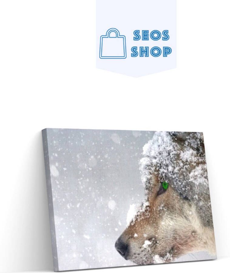 SEOS Shop Diamond Painting Pakket Wolf in de sneeuw Volledig Full Diamond Paintings 50x30 cm Vierkant