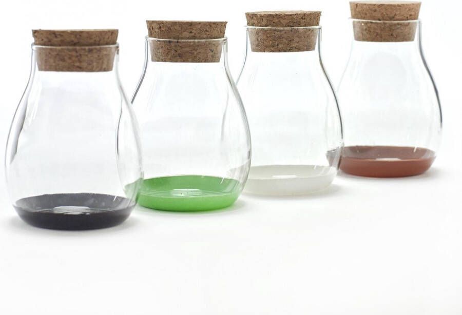 Serax 4 glazen opbergpotje met kurk deksel in diverse kleuren