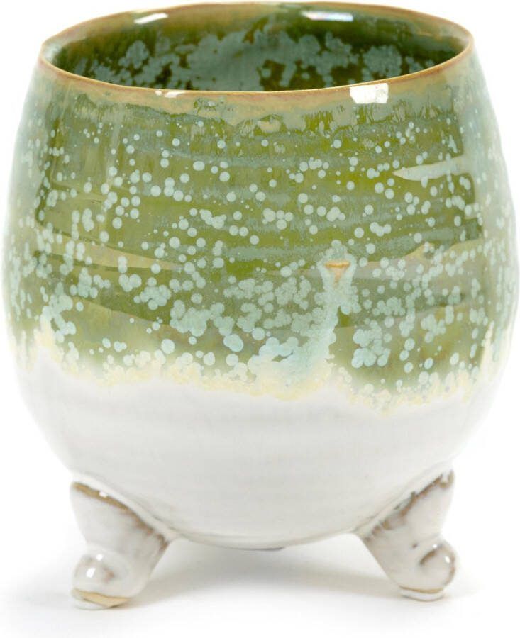 Serax Bloempot-Sierpot Crème-Olijf groen-Groen Ø 11.5 cm ↨ 12.5 cm