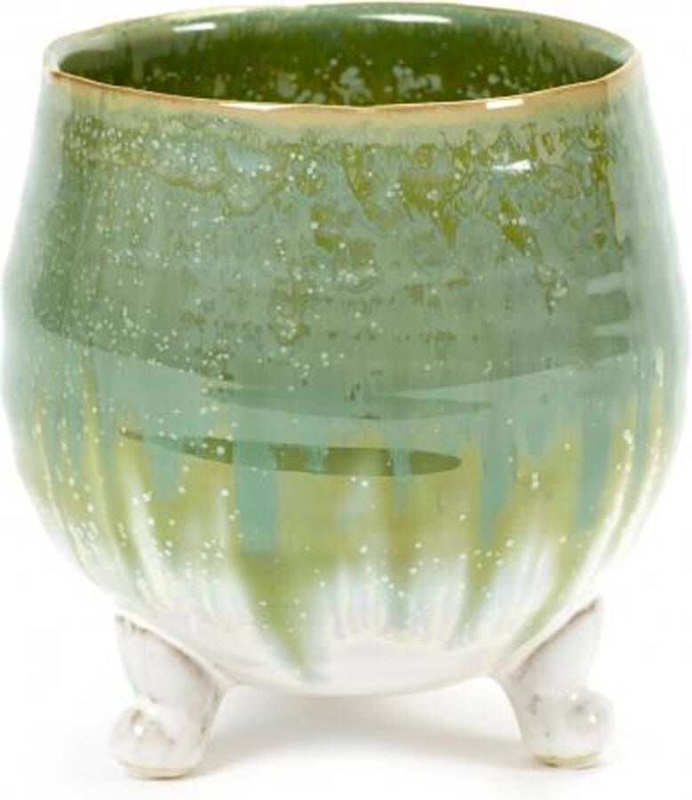 Serax Bloempot Sierpot Crème Olijf groen Groen Ø 18.5 cm ↨ 16.5 cm Binnenmaat Ø 12 cm ↨ 13.5 cm