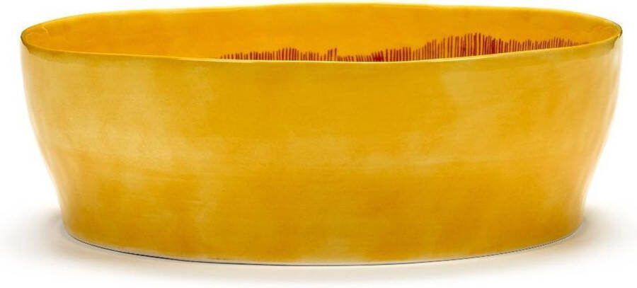 Serax Feast By Ottolenghi Saladeschaal Ø28.5 Yellow Stripes Red
