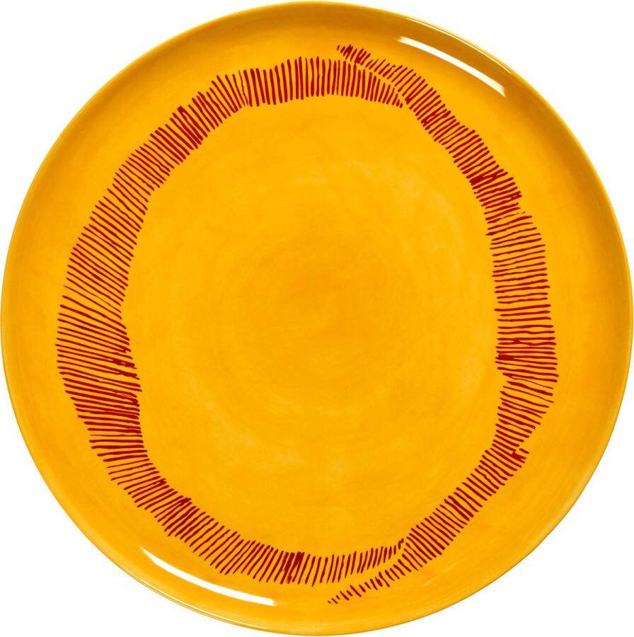 Serax Feast By Ottolenghi Serveerschaal Ø35 Yellow Swirl Stripes Red