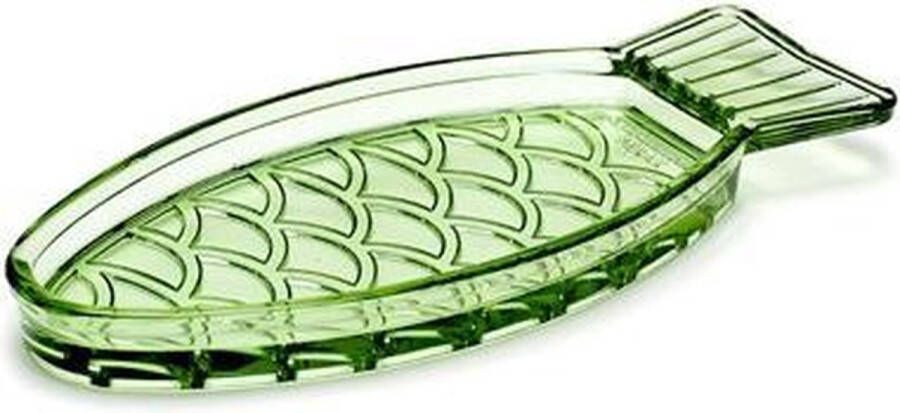 Serax Fish & Fish visschotel (Hoogte: 2 cm Kleur: transparant groen Lengte: 23 cm)