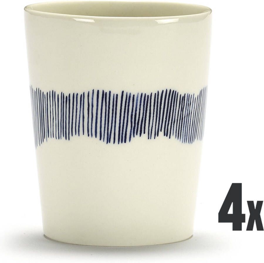 Serax Ottolenghi 33cl Tea Cup White swirl-stripes blue 4 stuks B8921019B