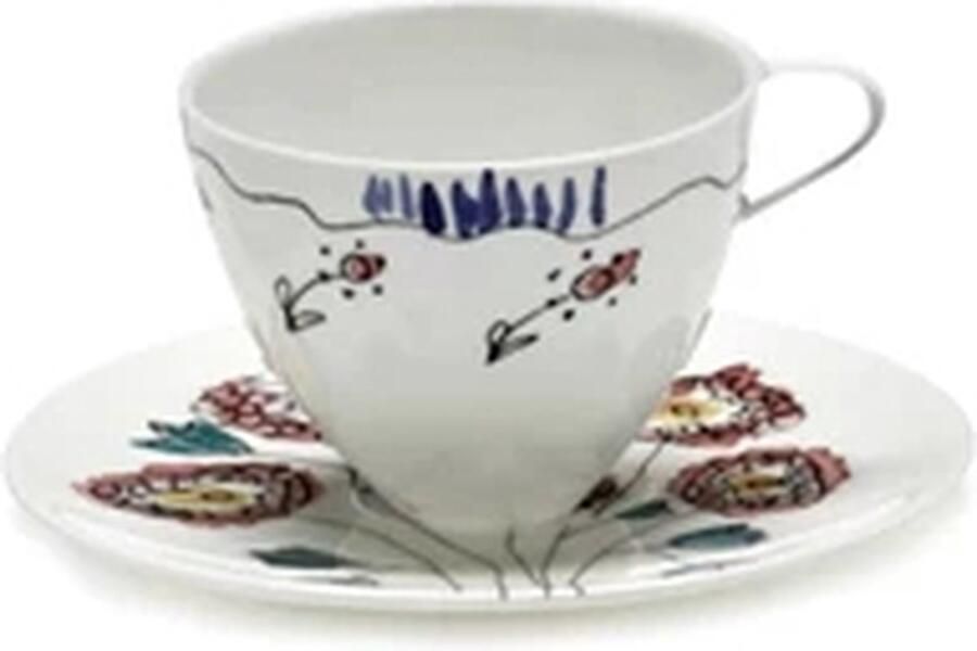 Serax Marni Midnight Flowers Anemone Milk koffiekop hoog 8cl + schotel rood blauw