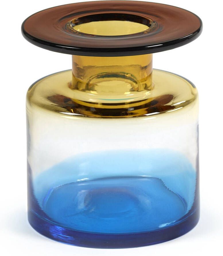 Serax Vaas Wind & Fire Glas Blauw-Amber L 18 5 x B 18 5 x H 22 CM