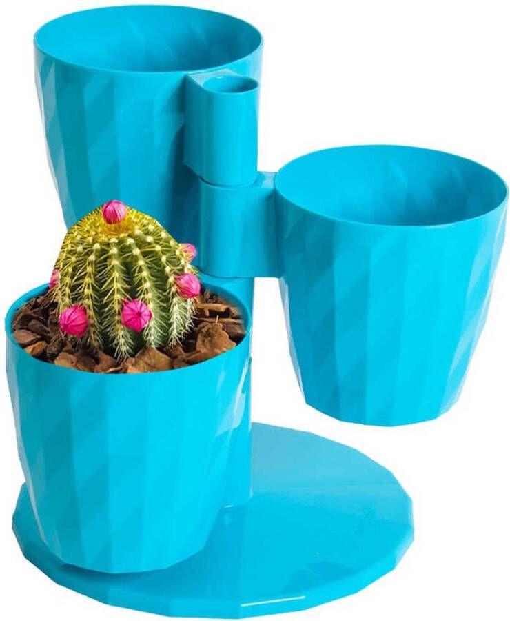 Serinova 3in1 bloempotten turkoois en kruidenpotten turquoise blauwe cactuspotten