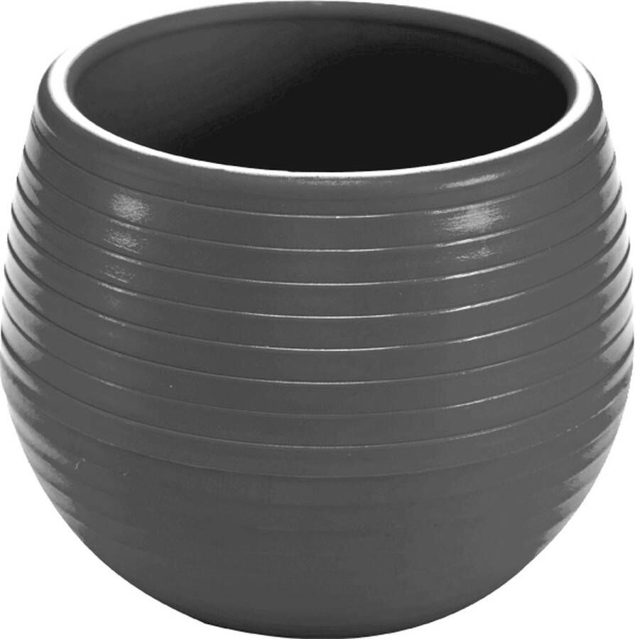 Serinova 6st ronde antraciet bloempotten 13cm met drainage UV-bestendige stekpotjes 1.3L
