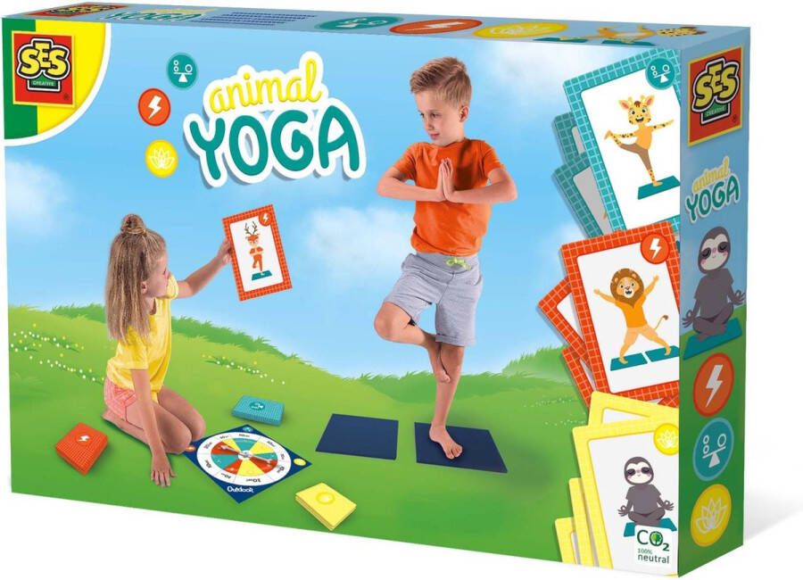 SES Animal yoga voor kinderen inclusief yoga matjes spinner bord en 27 kinderyoga kaarten