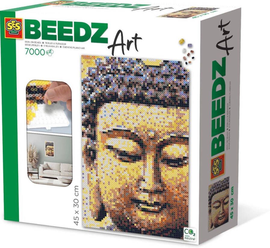 SES Beedz Art Boeddha 7000 strijkkralen kunstwerk van strijkkralen complete set inclusief grondplaten en strijkvel