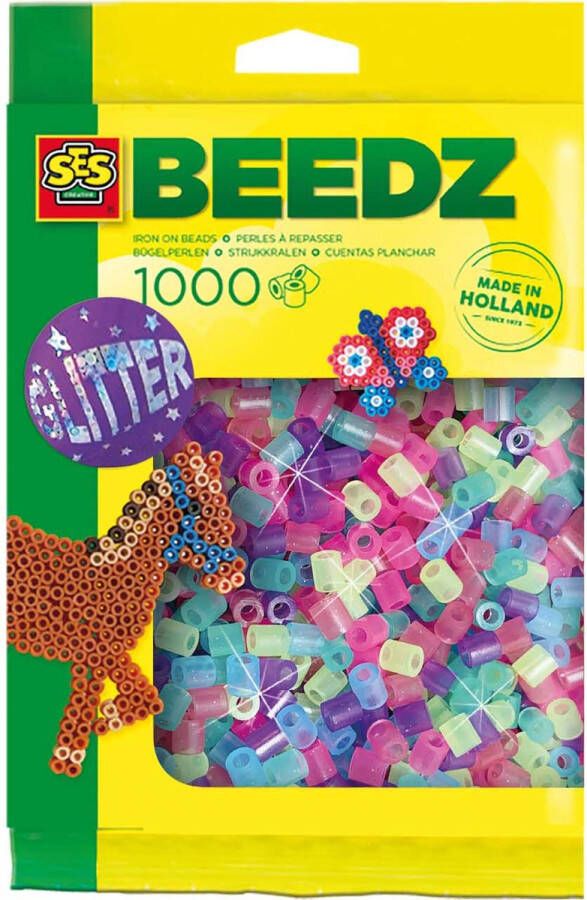 SES Beedz Strijkkralen Mix Glitter 1000 stuks PVC vrij strijkparels