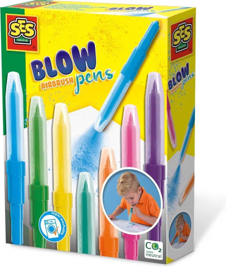 SES Blow airbrush pens 7 stuks blaasstift goed uitwasbaar