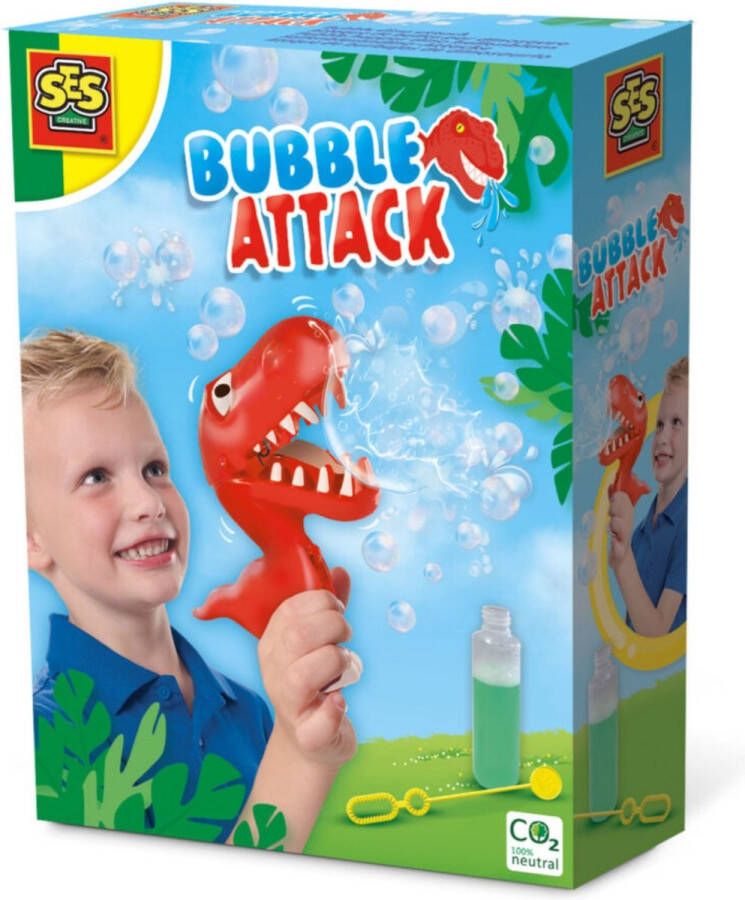 SES Bubble Happer Dino sterk bellenblaassop goed uitwasbaar met happende dino Dinosaurus Speelgoed