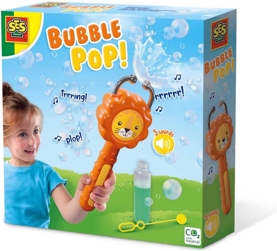 SES Bubble pop! Leeuw bellenblaas vanger inclusief bellenblaassop en stokje