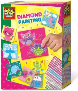 SES Diamond painting 1080 diamant stickers in 6 kleuren met 8 kleurrijke kaarten