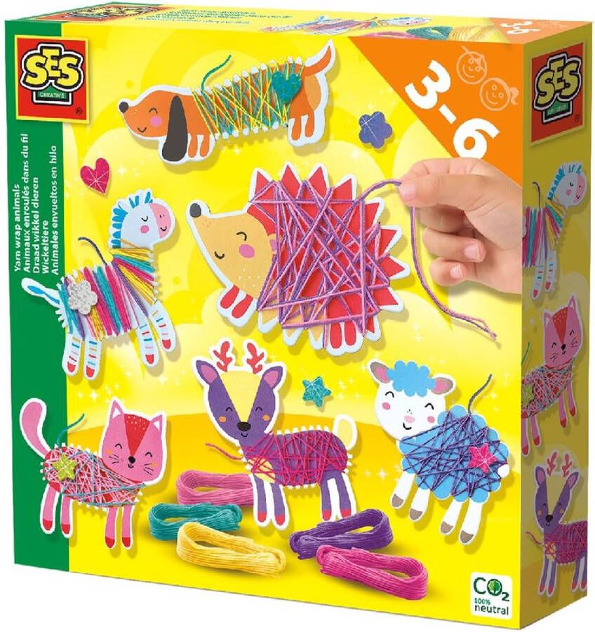 SES Draad wikkel dieren met glitter stickers en 5 heldere kleuren draad 6 wikkel dieren