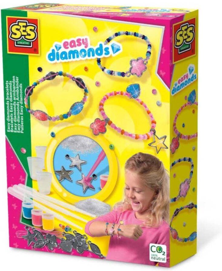 SES Easy diamonds armbanden 9 bedels om zelf te vullen met kralen en elastiek koord knutselen meisjes armbandjes maken meisjes