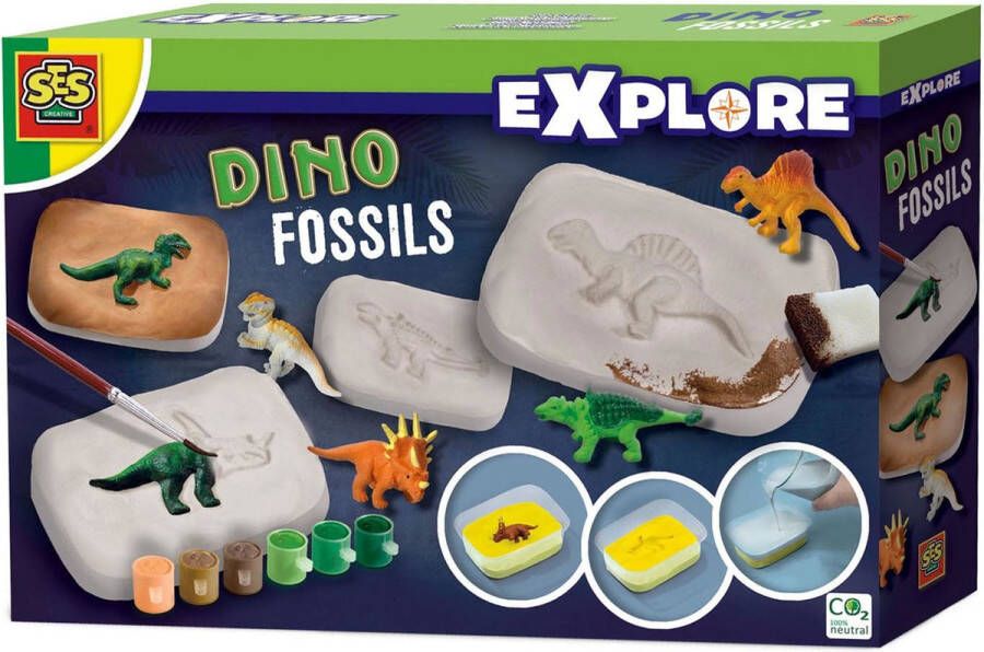 SES Explore Dino fossielen maak zelf fossielen in gips inclusief dino's verf gips en klei Dinosaurus Speelgoed Experimenteerdozen