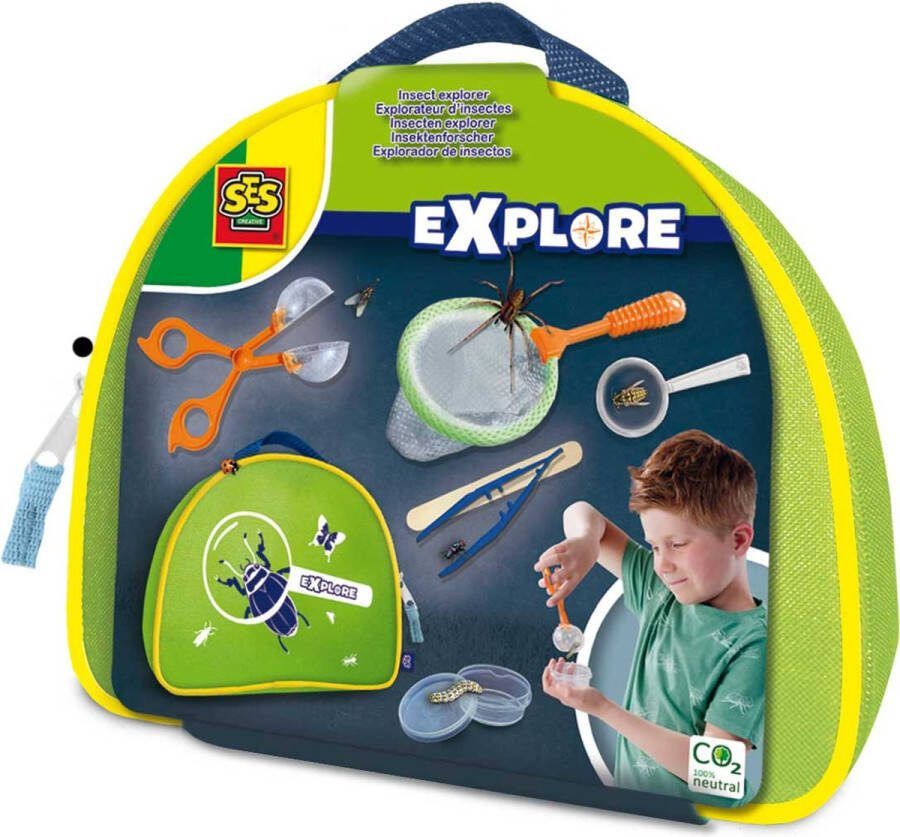 SES Explore Insecten explorer handige koffer met tang vergrootglas pincet bakje en speurkaart