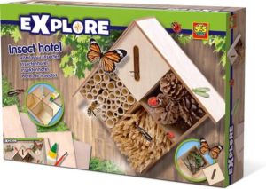 SES Explore Insectenhotel zelf maken van echt hout inclusief lijm en penseel
