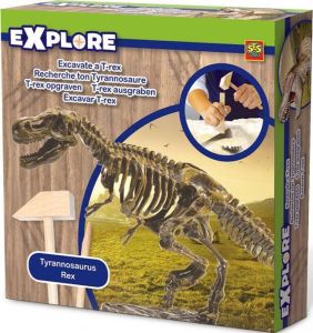 SES Explore T-rex skelet opgraven opgravingsset dino met houten beitel en hamer