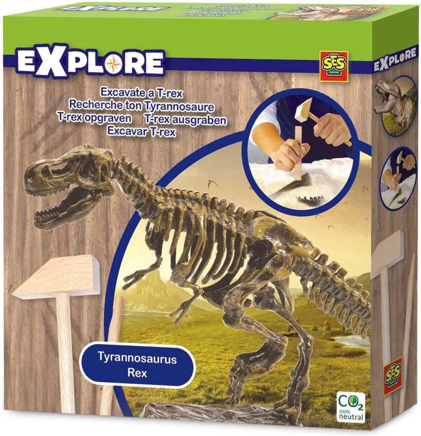 SES Explore T-rex skelet opgraven opgravingsset dino met houten beitel en hamer Dinosaurus Speelgoed