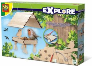 SES Explore Vogelvoederstation je eigen houten vogelvoer huisje inclusief draad en kralen