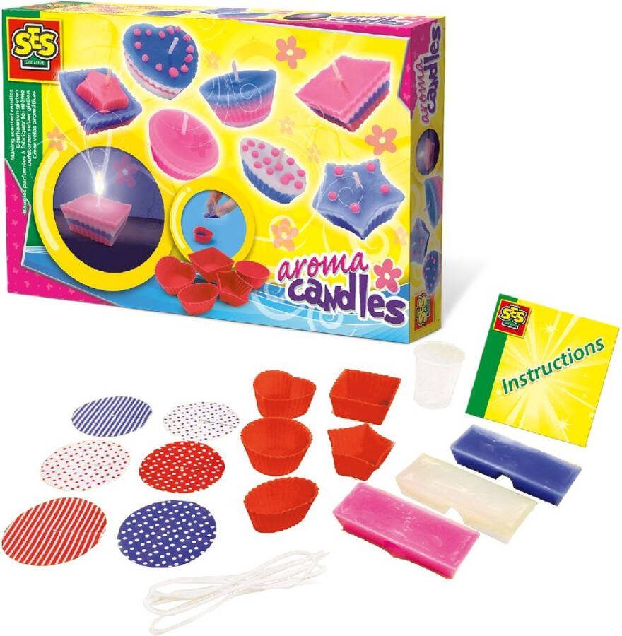 SES Geurkaarsen Maken met 5 vormpjes 3 kleuren was lont en maatbekers Kaarsen Maken kaarsen maken set knutselpakket knutselen meisjes 12 jaar creatief