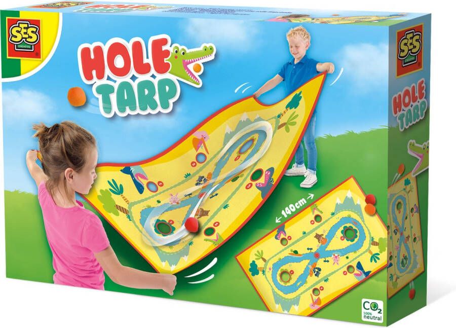 SES Hole tarp Wildwaterbaan groot speeldoek met 2 splash water ballen 2 tot 4 spelers stimuleert samen spelen en buiten spelen
