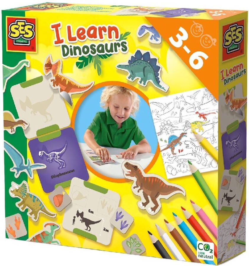 SES Ik leer dinosaurussen knutselen en puzzelen leren over 12 dino's inclusief kleurpotloden kleurplaat en stickers