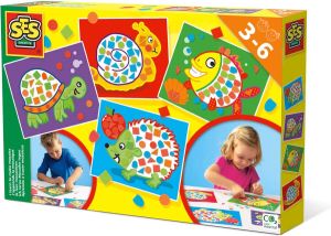 SES Ik leer mozaïeken 4 voorbedrukte kaarten met mozaïek stickers