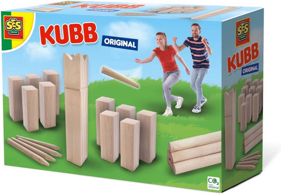 SES Kubb original echt houten onderdelen in handige bewaartas