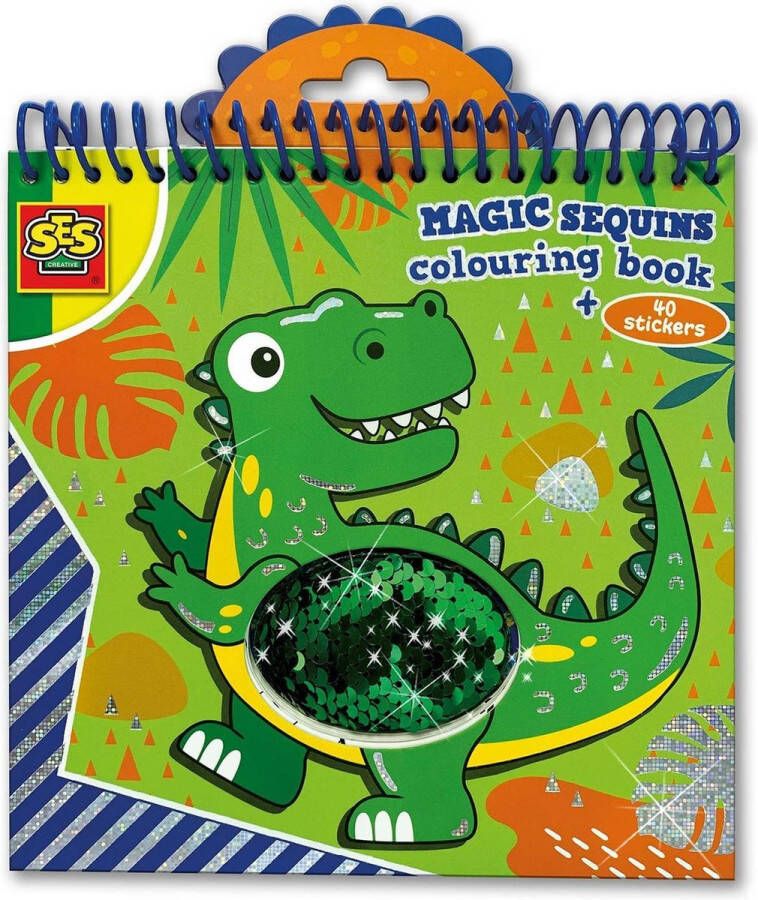 SES Magic pailletten kleurboek (blauw groen) met metallic stickers