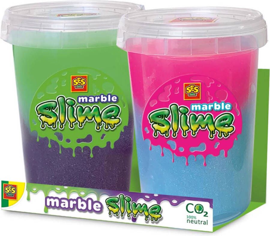 SES Marble slime Duopak slijm blauw en roze paars en groen 400g