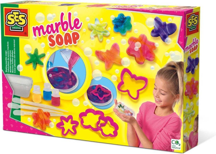 SES Marble zeepjes gieten zelf zeep maken marmer effect bloemen en vlinder vorm