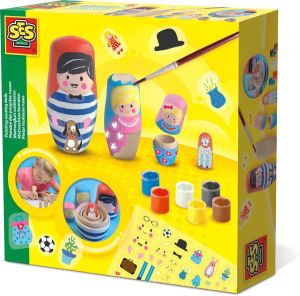 SES Matroesjka's schilderen 4 stuks inclusief 6 kleuren verf penseel en stickers