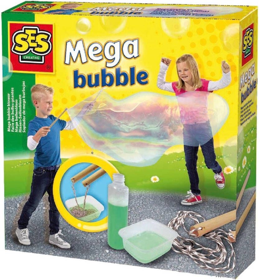 SES Mega bubbles bellenblaas met handige tool en sterk zeepsop voor mega bellen