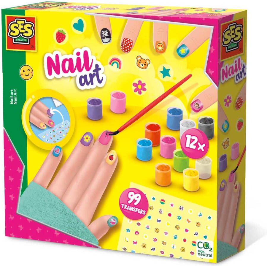 SES Nail art nagels lakken 12 kleuren nagellak 99 nagelstickers inclusief penseel en sponsje
