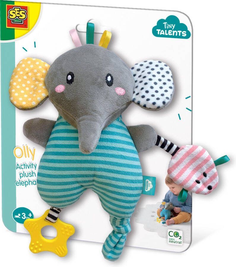 SES Olly Activiteiten pluche olifant stimuleert zintuigen lekker zacht
