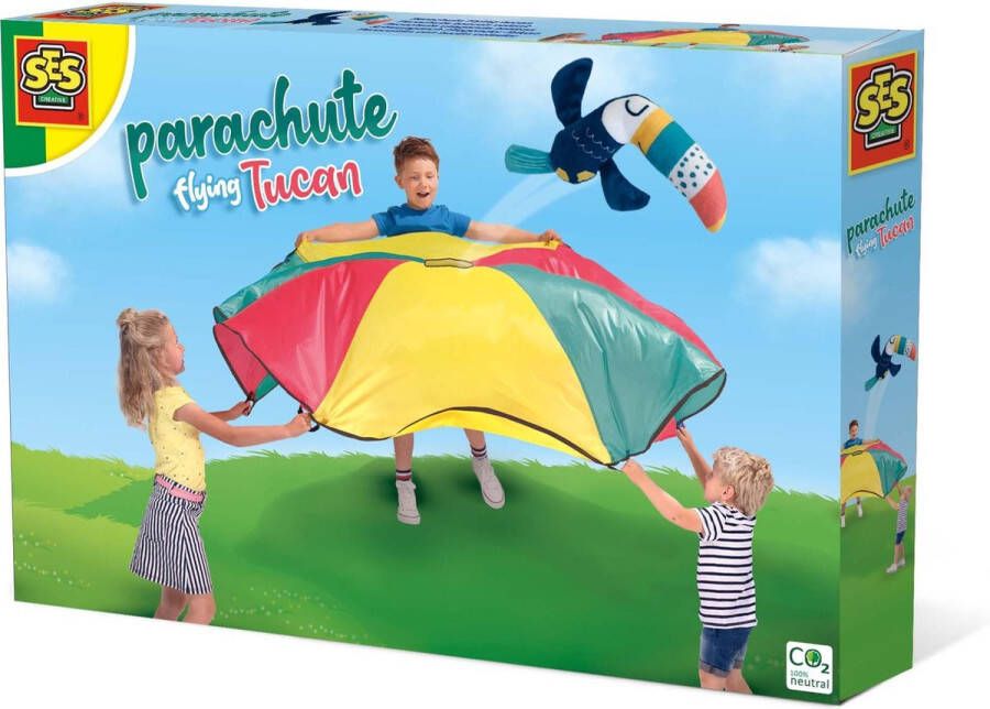 SES Parachute vliegende toekan stevig materiaal inclusief toekan en parachute doek