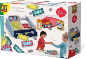 SES Petits Pretenders Kassa speelset houten kassa inclusief speelgeld boodschappentas en 3 supermarktproducten
