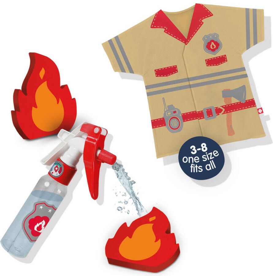 SES Petits Pretenders Verkleedkledingset brandweer met brandblusser en vlammen