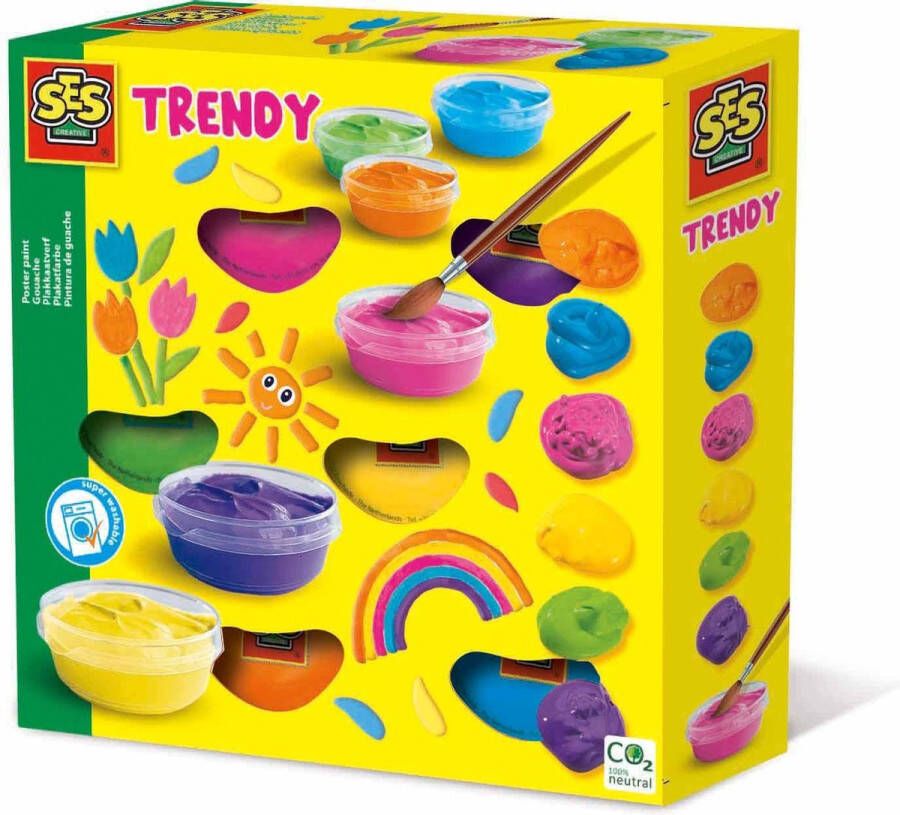 SES Plakkaatverf Trendy hypoallergeen goed uitwasbaar 6 heldere kleuren