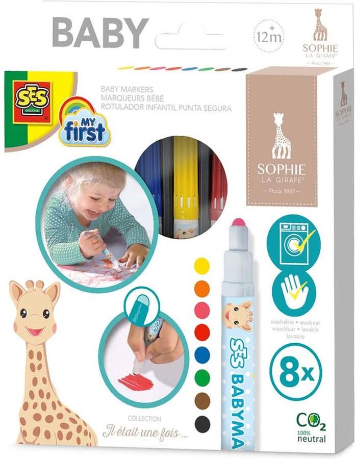 SES Sophie la Girafe Babymarkers stiften veilige dop makkelijk uitwasbaar Stiften vanaf 1 jaar